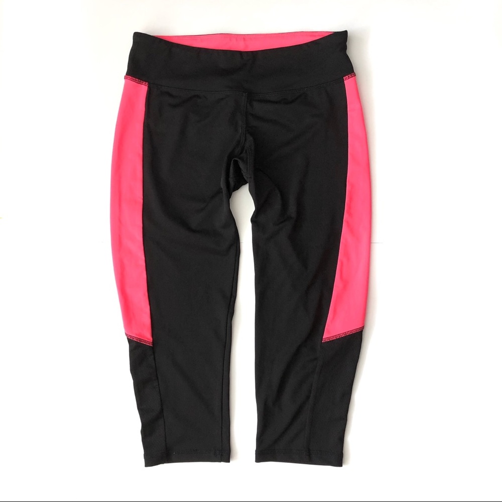 Rubber Doll Crop Leggings Black Pink Athletic S